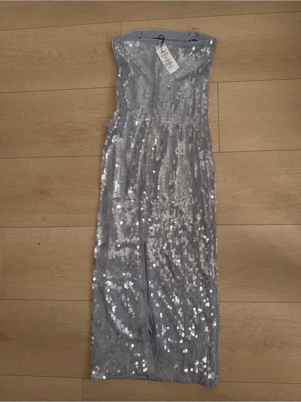 Dynamite Silver Strapless Sequin Column Dress - Picture 2 of 6
